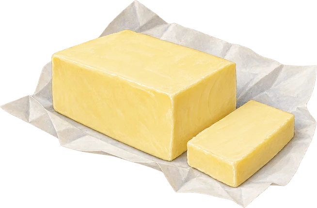 The drawing: butter, block on paper