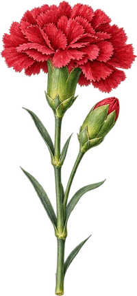 The drawing: carnation, cut stem