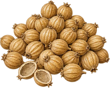 The drawing: coriander, seed heap