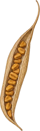 The drawing: fenugreek, split pod