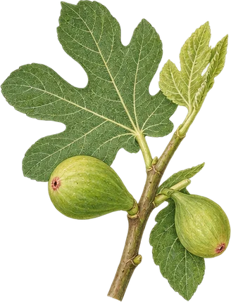 The drawing: fig, green fig twig