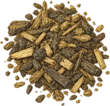The drawing: guaiacwood, chips and sawdust