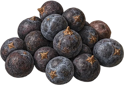 The drawing: juniper, berry heap
