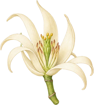 The drawing: magnolia, open flower
