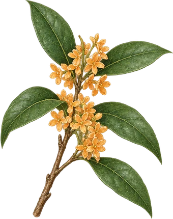 The drawing: osmanthus, flowering twig