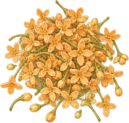 The drawing: osmanthus, picked flowers