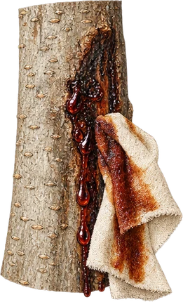 The drawing: peru-balsam, balsam on bark