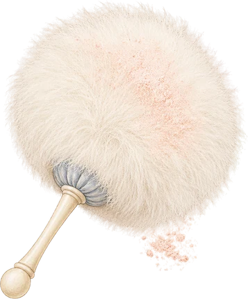 The drawing: powder puff, powder puff set