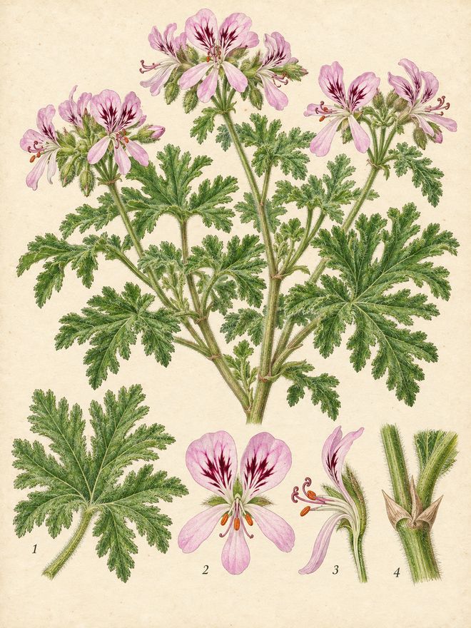The plate: geranium (rose geranium)