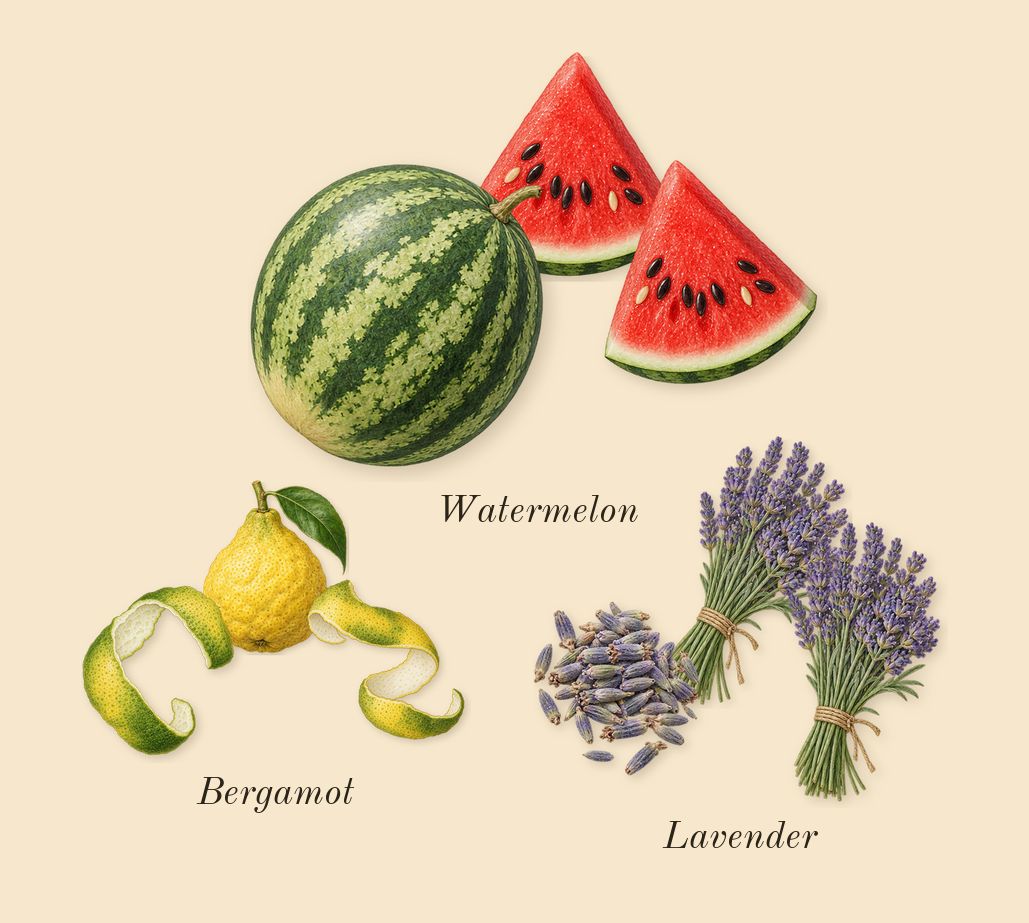 Blu, top notes: Watermelon, Lavender, Bergamot