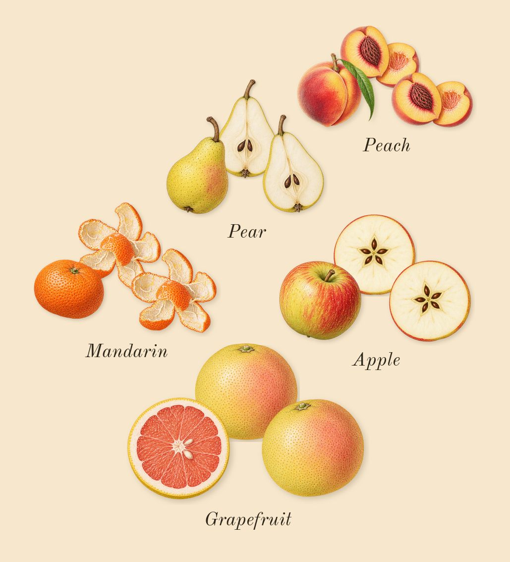 Wisal Dhahab, top notes: Mandarin, Apple, Grapefruit, Peach, Pear