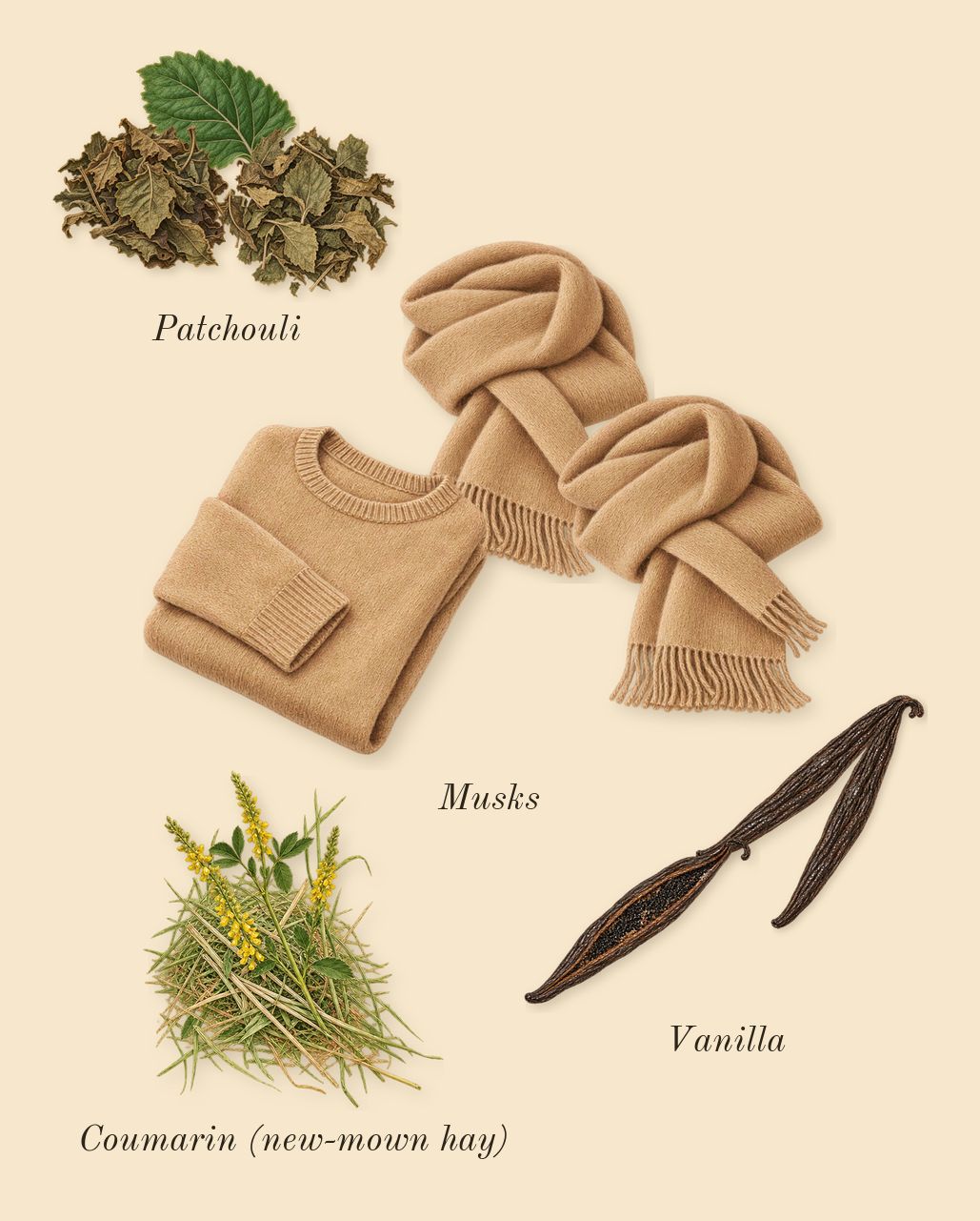 Because It's You, dry-down: Patchouli, Vanilla, Musks, Coumarin (new-mown hay)