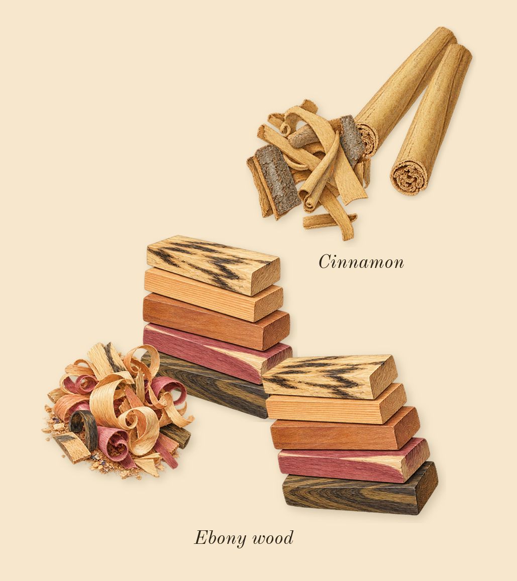Ébène, heart: Ebony wood, Cinnamon