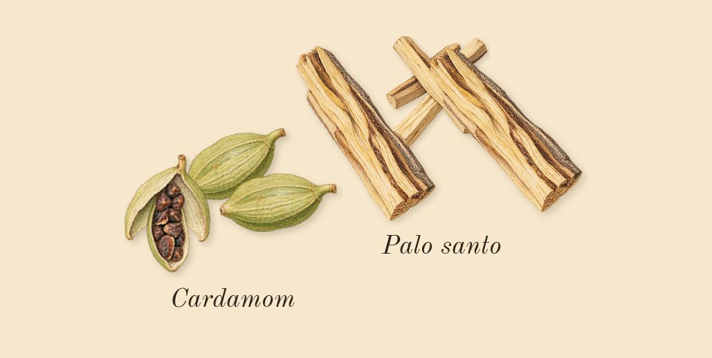 Palo Santo, top notes: Cardamom, Palo santo