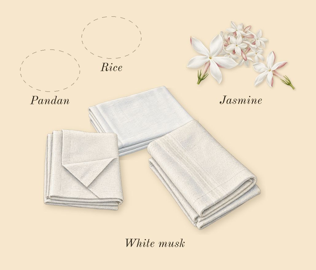 White Rice, heart: Rice, Pandan, Jasmine, White musk