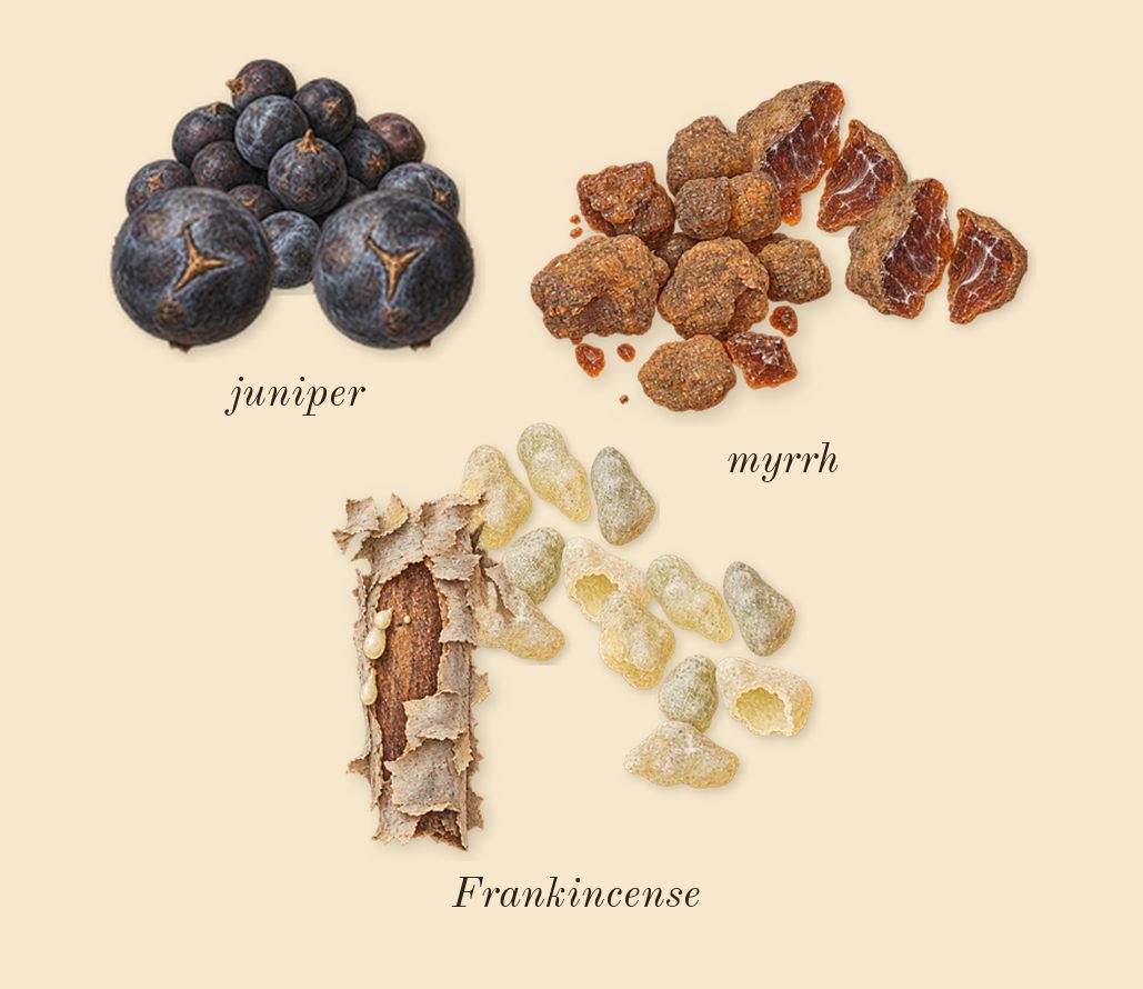 Decision, heart: Frankincense, juniper, myrrh
