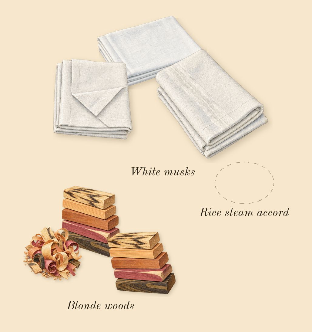 L'Eau Papier, heart: White musks, Blonde woods, Rice steam accord