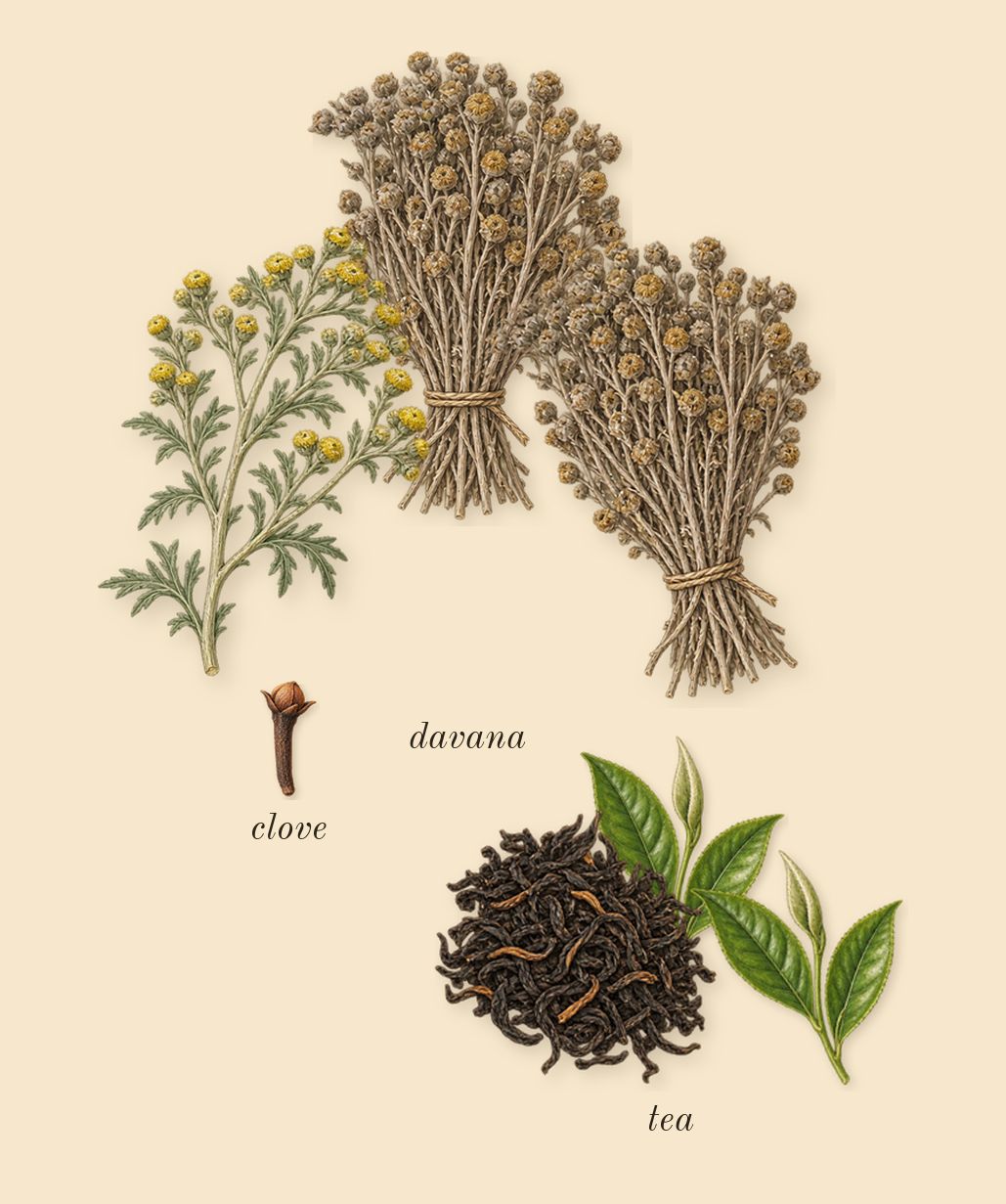 Elsewhere, heart: tea, davana, clove