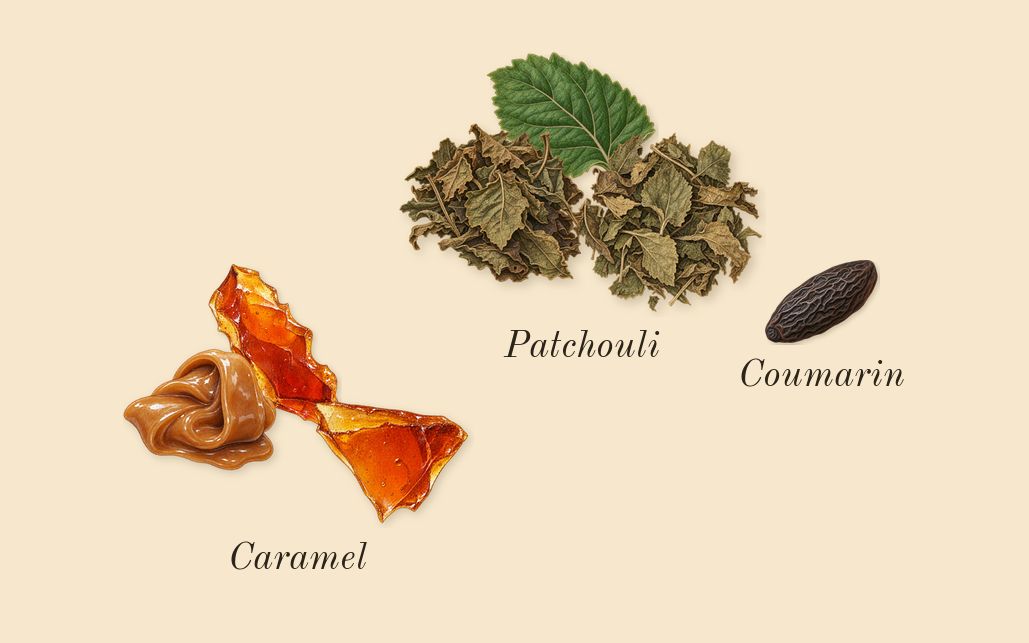 Flora Gorgeous Gardenia, dry-down: Patchouli, Caramel, Coumarin