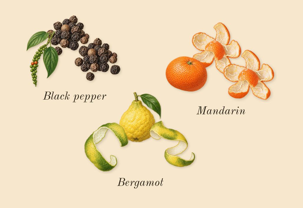 Flora Gorgeous Jasmine, top notes: Mandarin, Bergamot, Black pepper