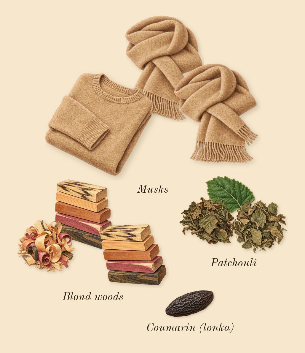 Flora Gorgeous Magnolia, dry-down: Patchouli, Musks, Blond woods, Coumarin (tonka)