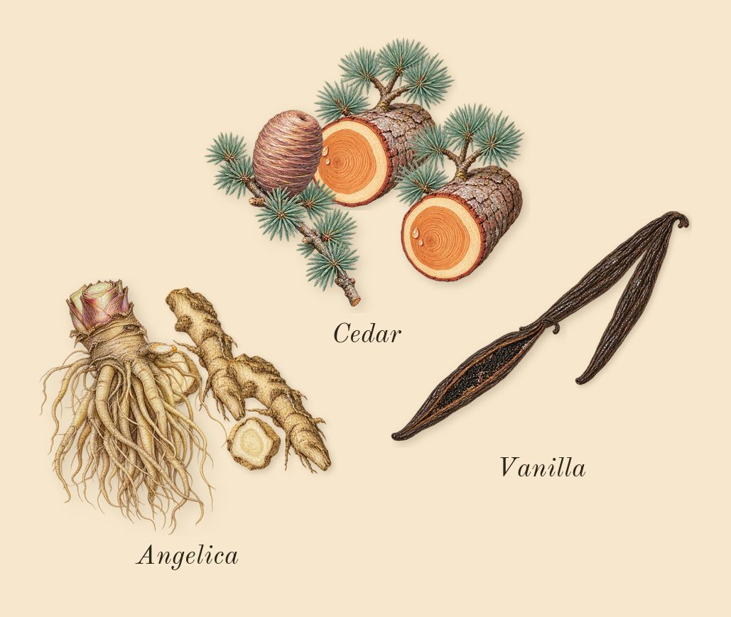 Angélique Noire, dry-down: Angelica, Vanilla, Cedar