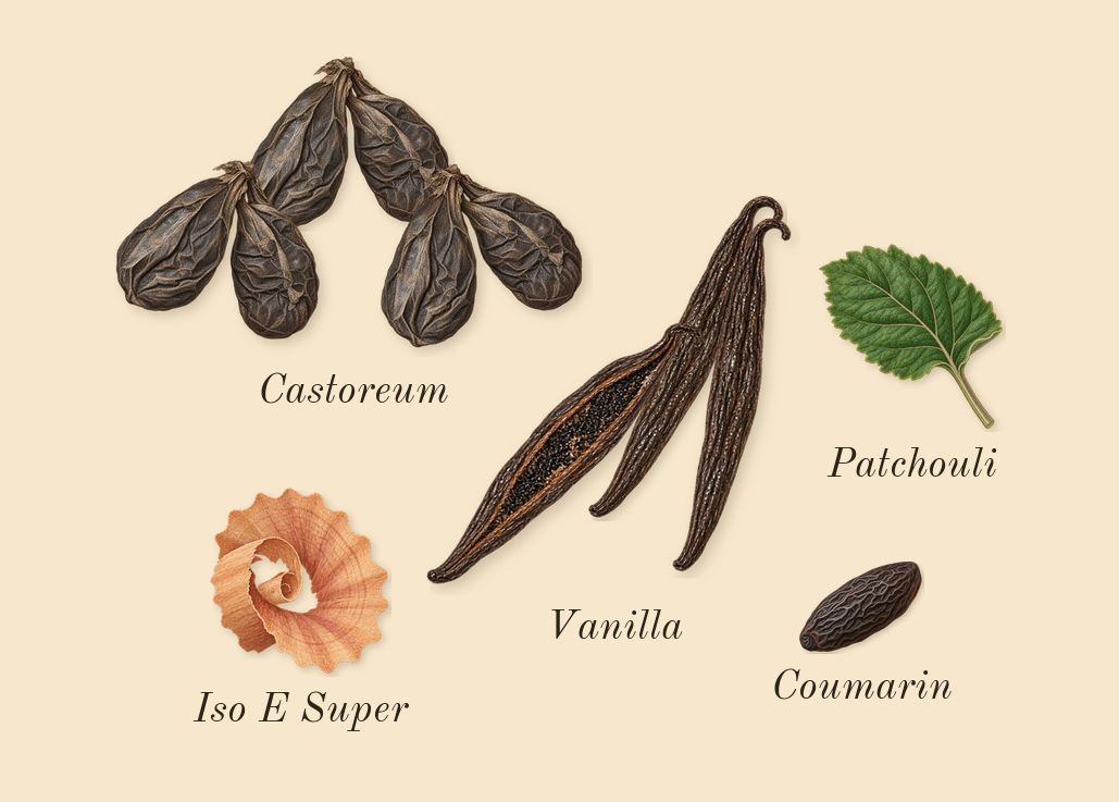 Absolute Aphrodisiac, dry-down: Vanilla, Castoreum, Patchouli, Iso E Super, Coumarin