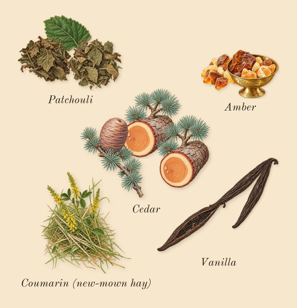Ultra Male, dry-down: Vanilla, Amber, Cedar, Patchouli, Coumarin (new-mown hay)