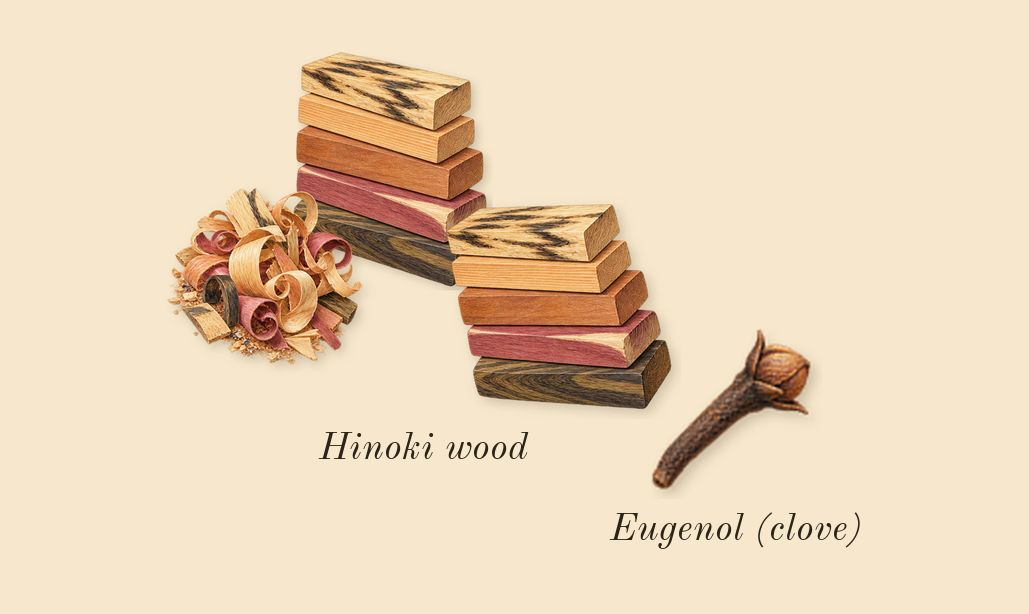 Hinoki & Cedarwood Cologne Intense, heart: Hinoki wood, Eugenol (clove)