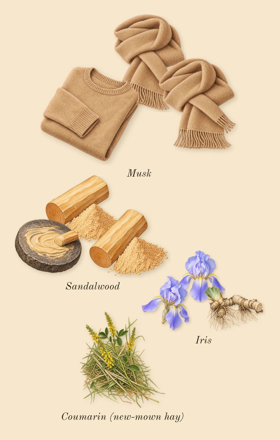 La Vie Est Belle Vanille Nude, dry-down: Musk, Sandalwood, Iris, Coumarin (new-mown hay)