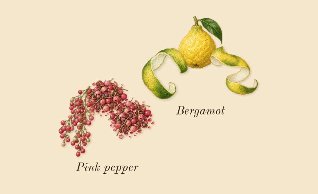 Bade'e Al Oud Amethyst, top notes: Pink pepper, Bergamot