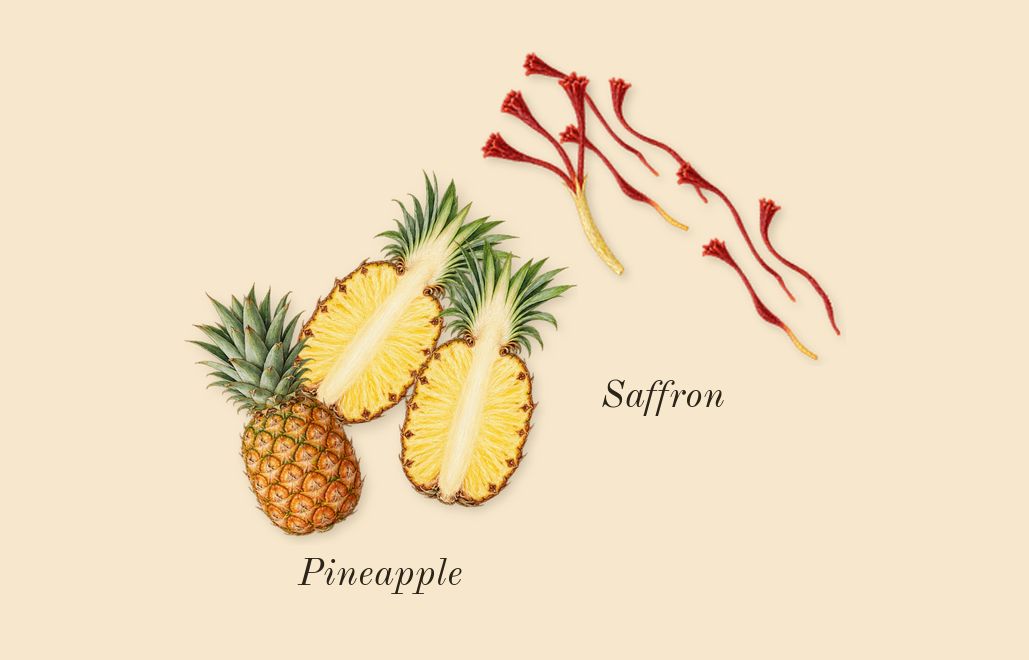 Qaed Al Fursan, top notes: Saffron, Pineapple