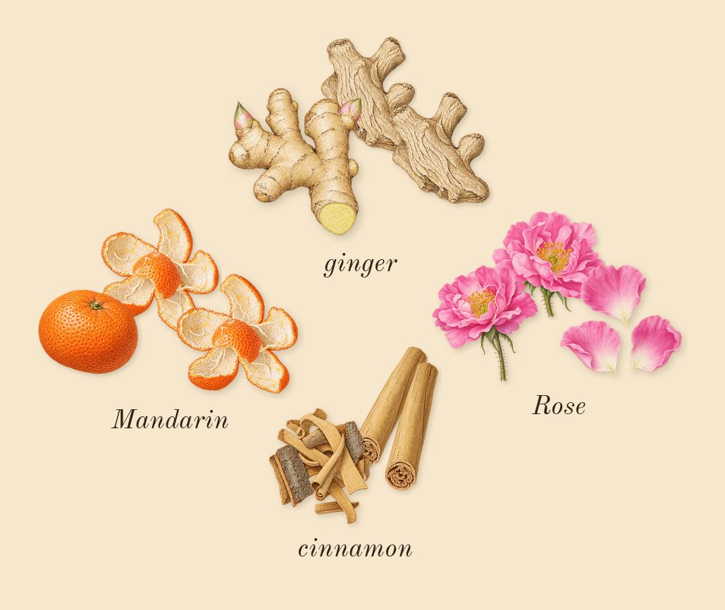 Love Delight, top notes: ginger, Mandarin, Rose, cinnamon