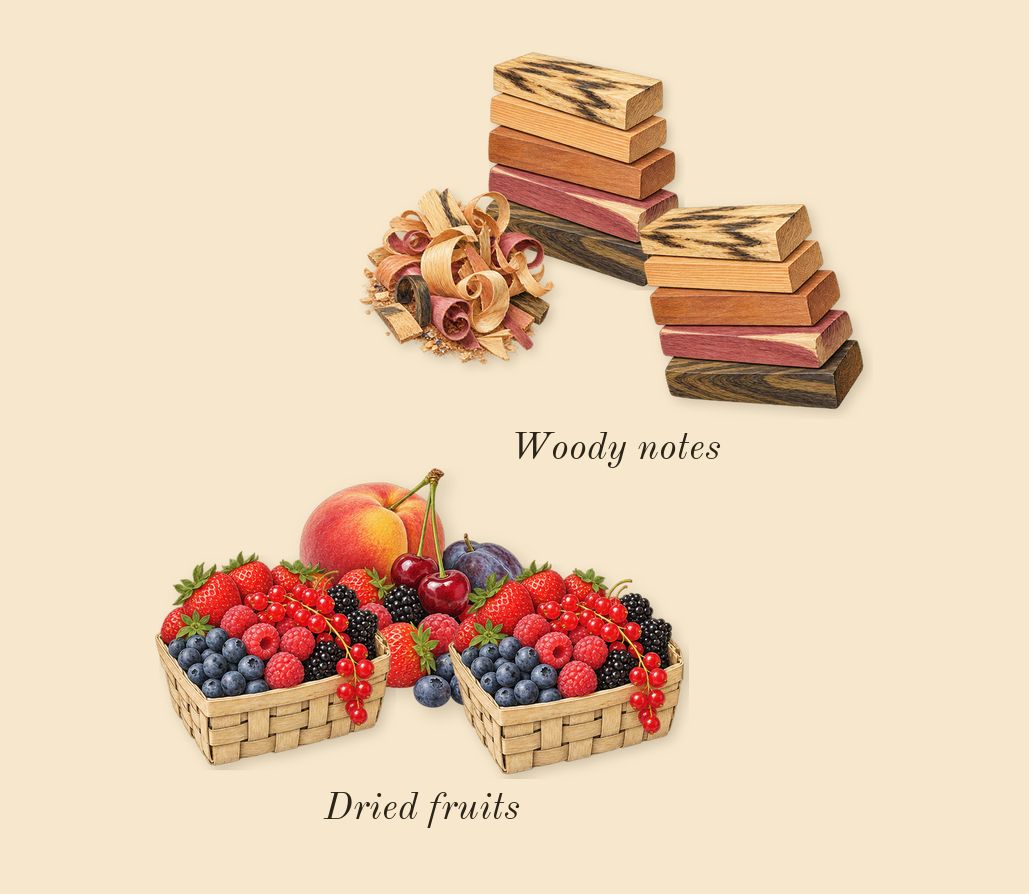 Tobacco Touch, dry-down: Dried fruits, Woody notes