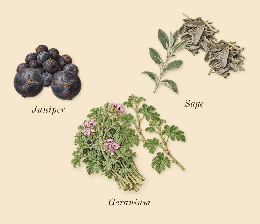 Yeah, heart: Sage, Juniper, Geranium