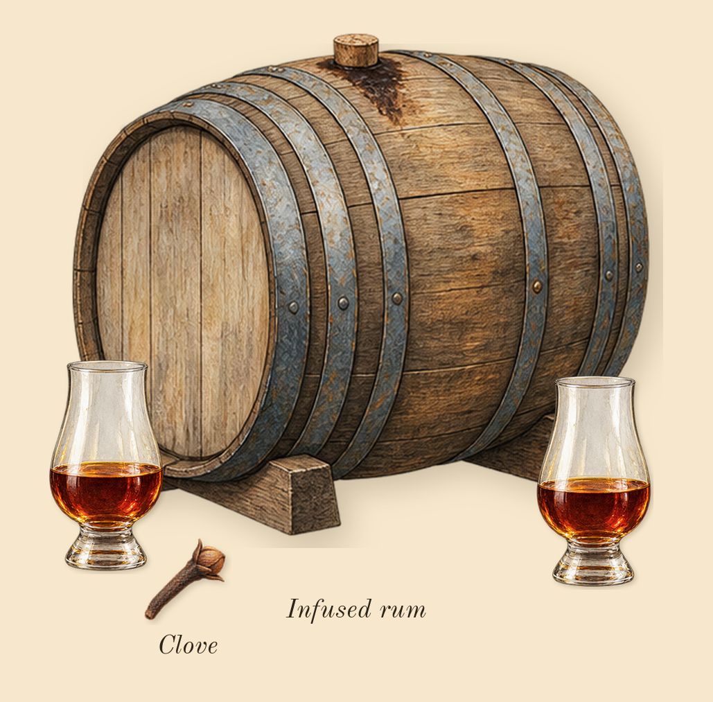 Tobacco Carnaval, heart: Infused rum, Clove
