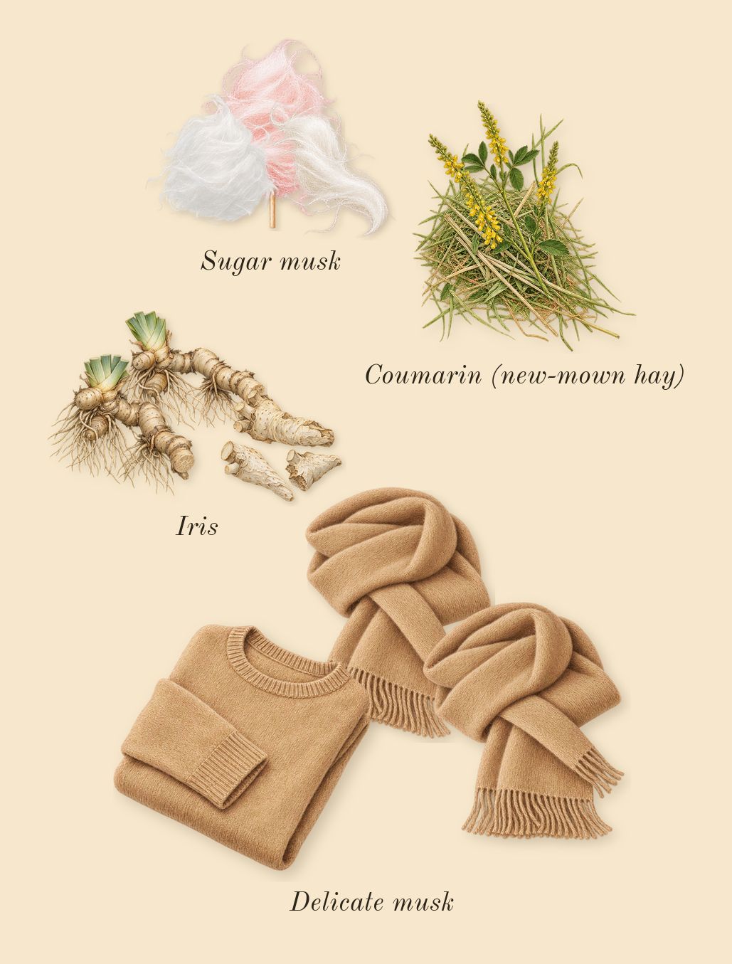 Daisy Love Eau So Sweet, dry-down: Sugar musk, Iris, Delicate musk, Coumarin (new-mown hay)