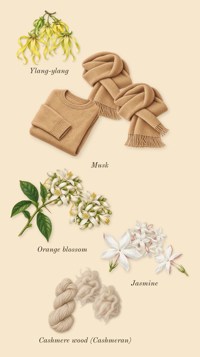 For Her Pure Musc, heart: Orange blossom, Jasmine, Musk, Cashmere wood (Cashmeran), Ylang-ylang