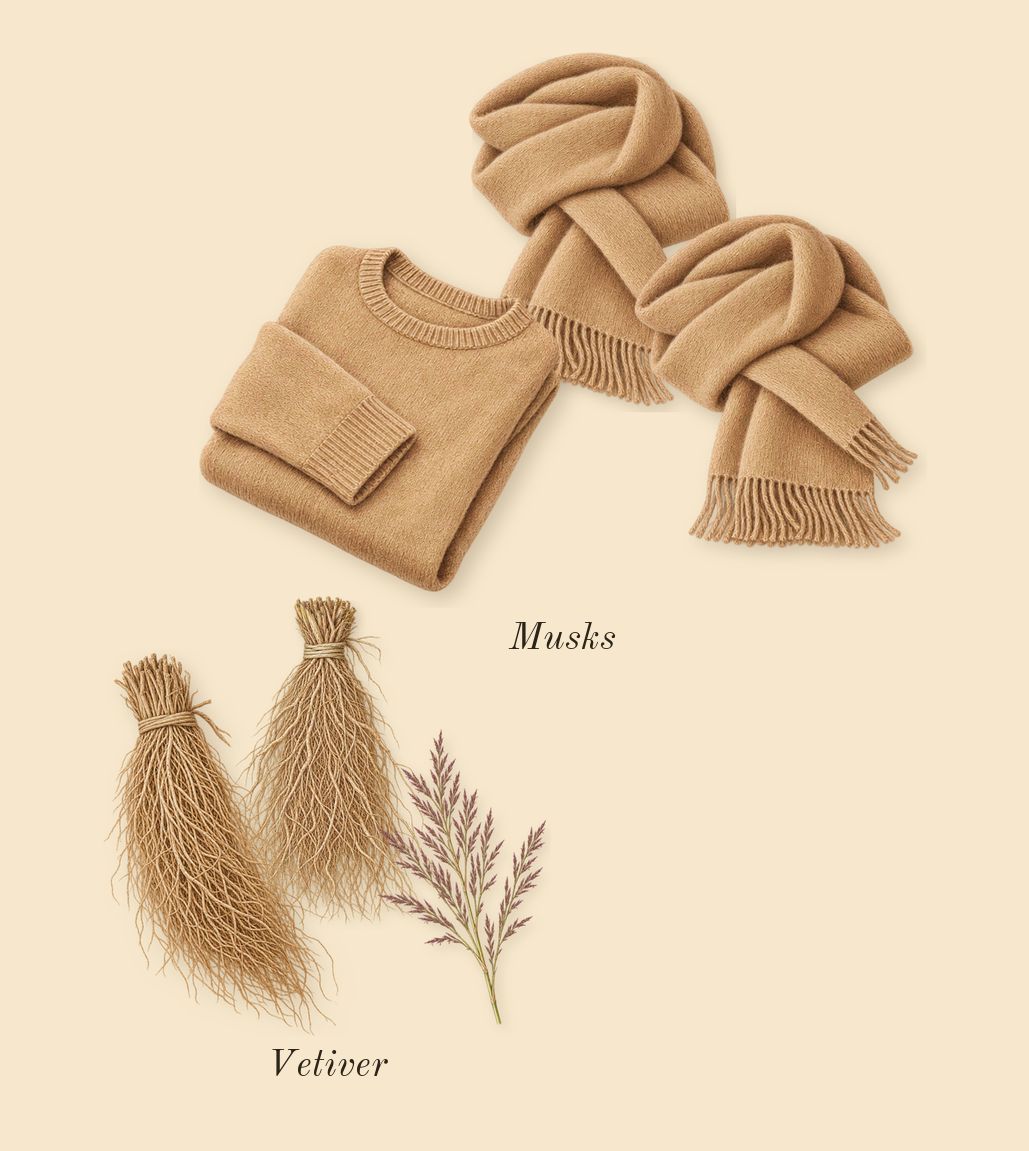 Infusion de Gingembre, dry-down: Vetiver, Musks