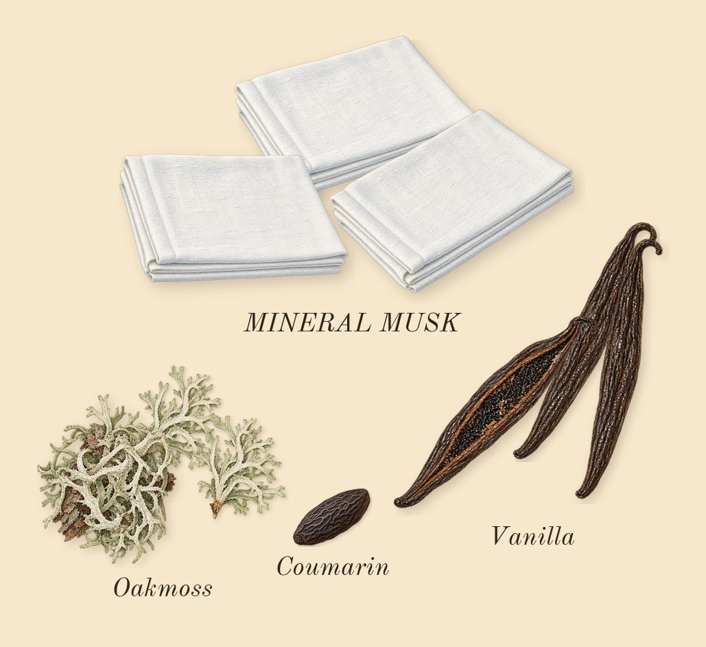 Million Gold for Her, dry-down: MINERAL MUSK, Oakmoss, Vanilla, Coumarin