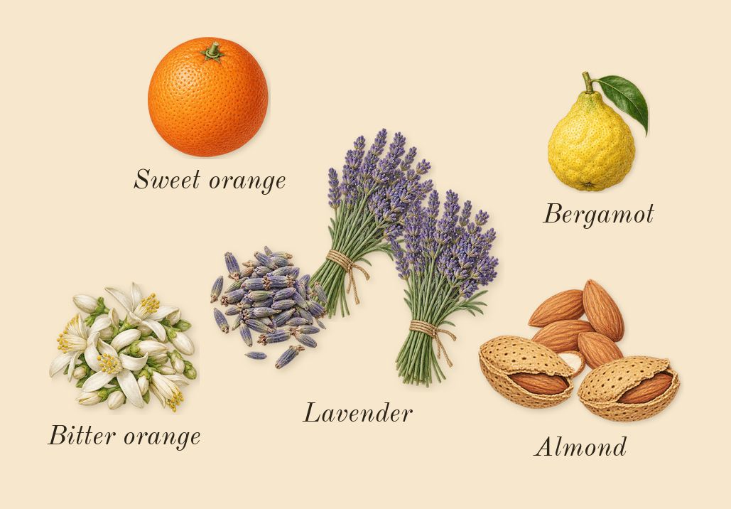 Fucking Fabulous, top notes: Almond, Lavender, Sweet orange, Bergamot, Bitter orange