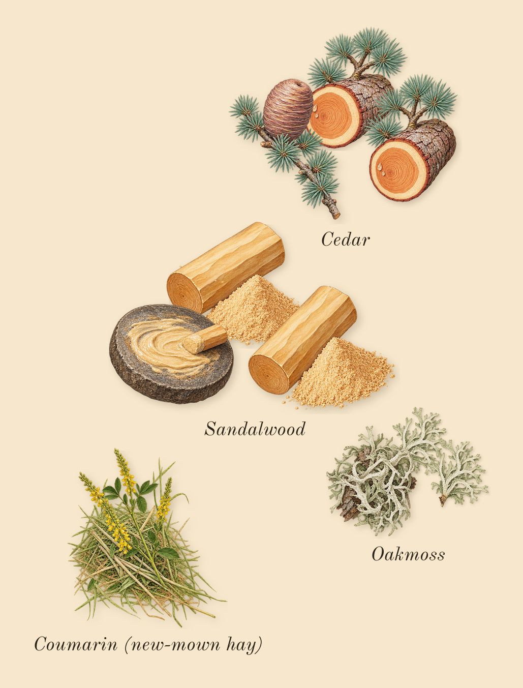 Blue Jeans, dry-down: Sandalwood, Oakmoss, Cedar, Coumarin (new-mown hay)