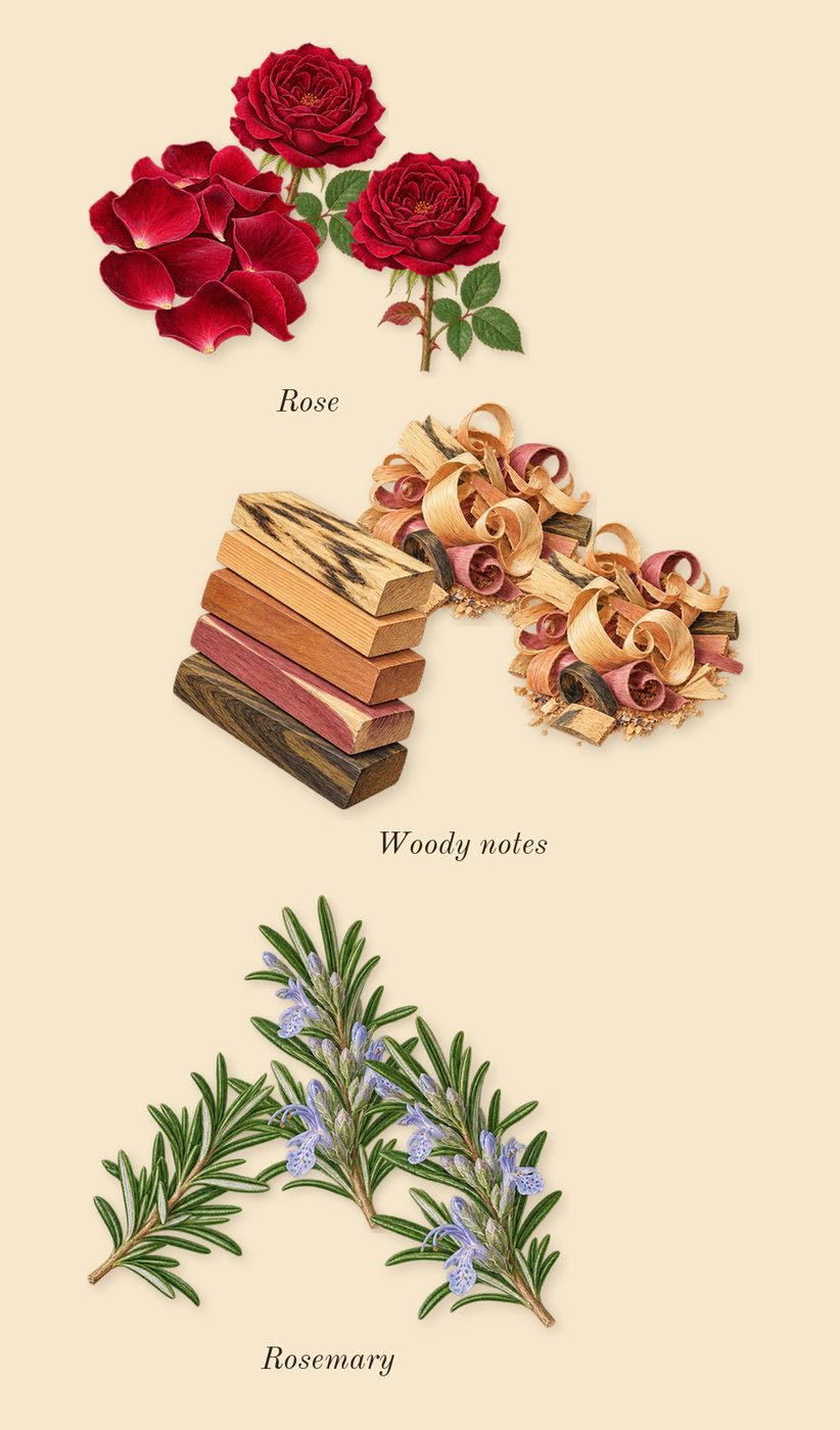 Eros Flame, heart: Rosemary, Woody notes, Rose