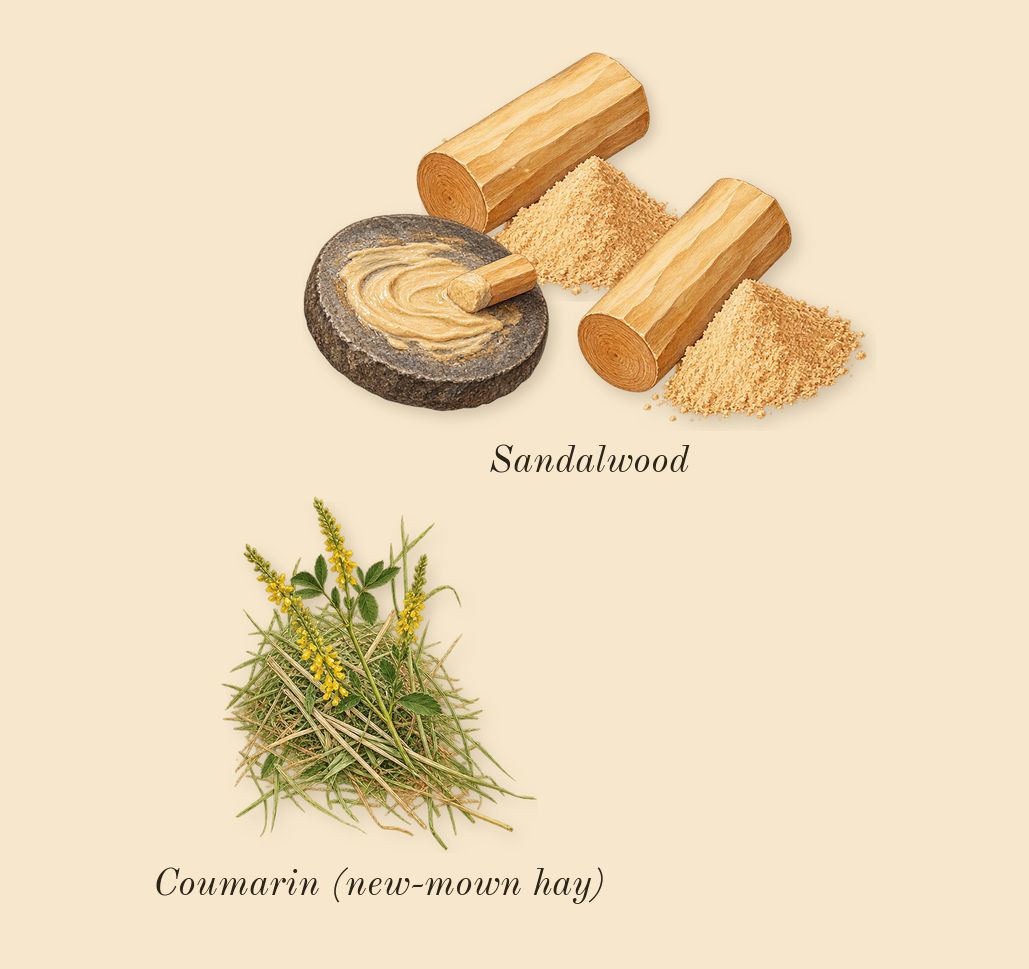This Is Her!, dry-down: Sandalwood, Coumarin (new-mown hay)